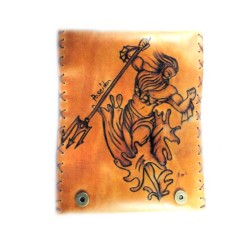 Καπνοθήκη Δερμάτινη Πυρογραφία Ποσειδώνας